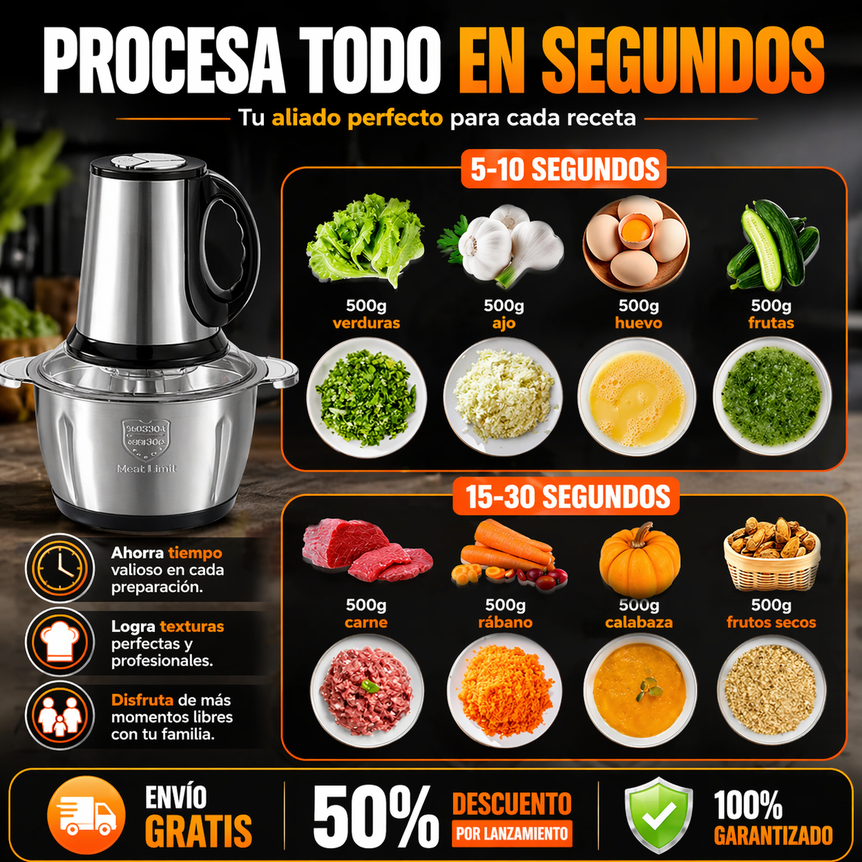 PROCESADOR DE ALIMENTOS 360PRO ¡Transforma tu cocina! Prepara comidas deliciosas y uniformes en segundos, sin esfuerzo.