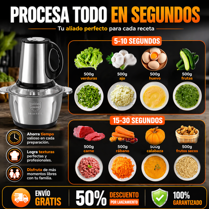 PROCESADOR DE ALIMENTOS 360PRO ¡Transforma tu cocina! Prepara comidas deliciosas y uniformes en segundos, sin esfuerzo.