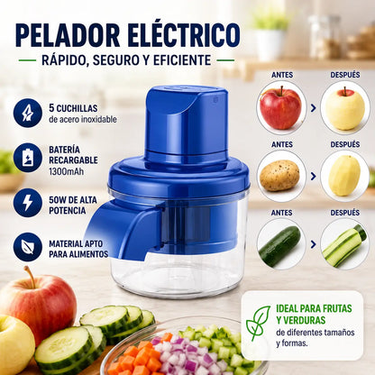 El pelador eléctrico que transforma tu cocina-Recibe en OBSEQUIO el Cortador Multifuncional 12 en 1 para preparar tus ingredientes en minutos y sin esfuerzo.