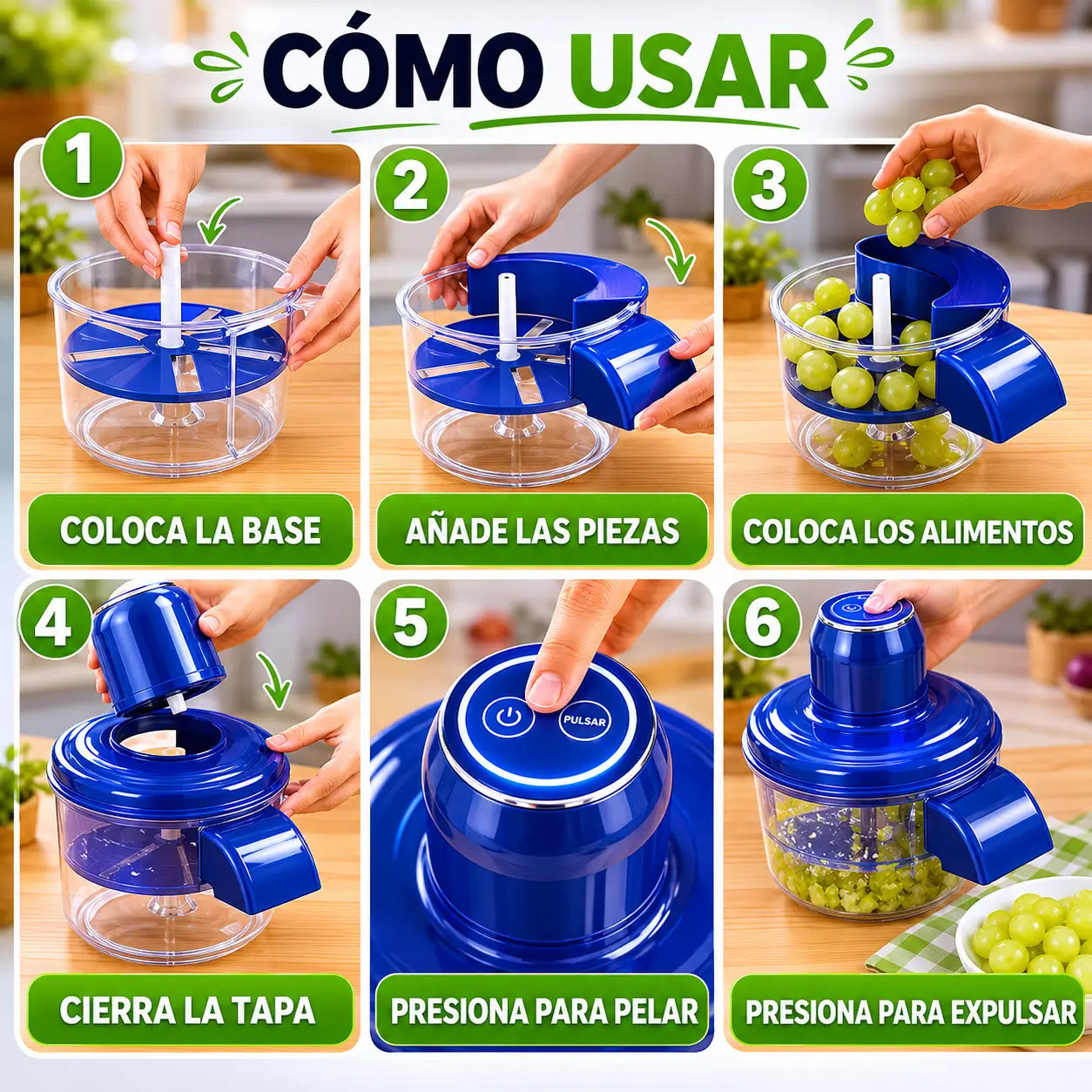 El pelador eléctrico que transforma tu cocina-Recibe en OBSEQUIO el Cortador Multifuncional 12 en 1 para preparar tus ingredientes en minutos y sin esfuerzo.
